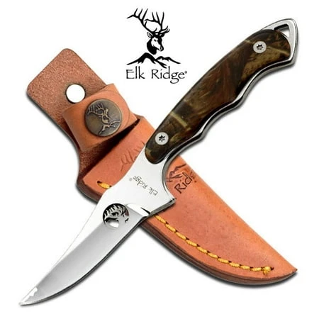 Er-059ca 7-inch Fixed Blade Skinner Knife With Camo Coated Wood Handle