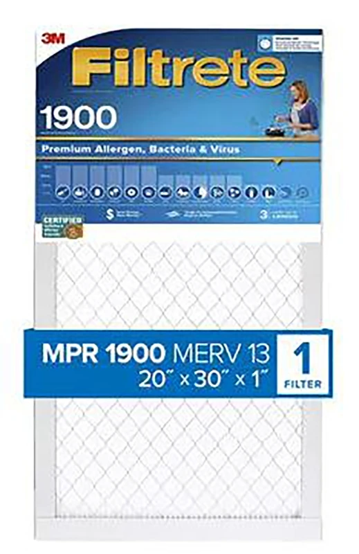 Ut22-4 20x30x1 In. Pleated Air Filter, 13 Merv, 1900 Mpr, 1 Pk