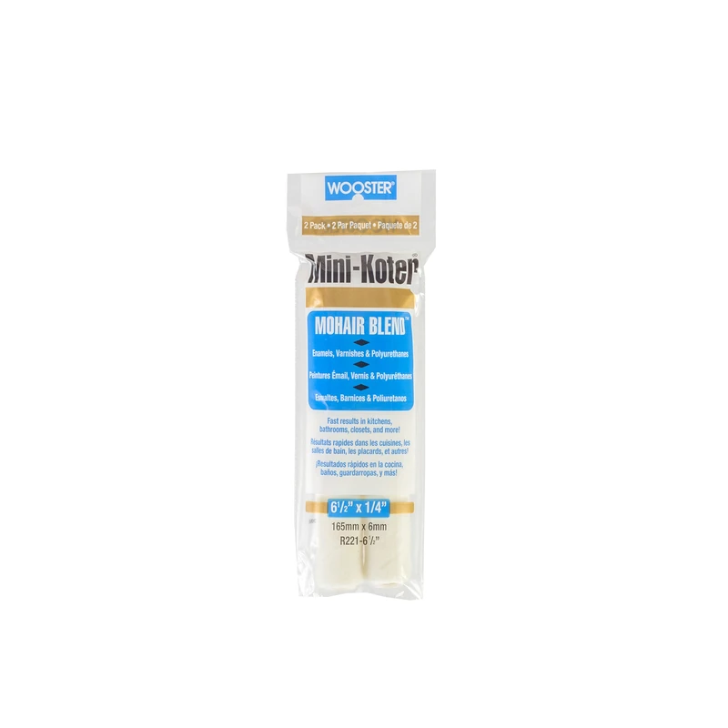 Wooster  Mohair Blend  Mohair Blend  1/4 in.  x 6-1/2 in. W Mini  Paint Roller Cover  For Smooth Sur