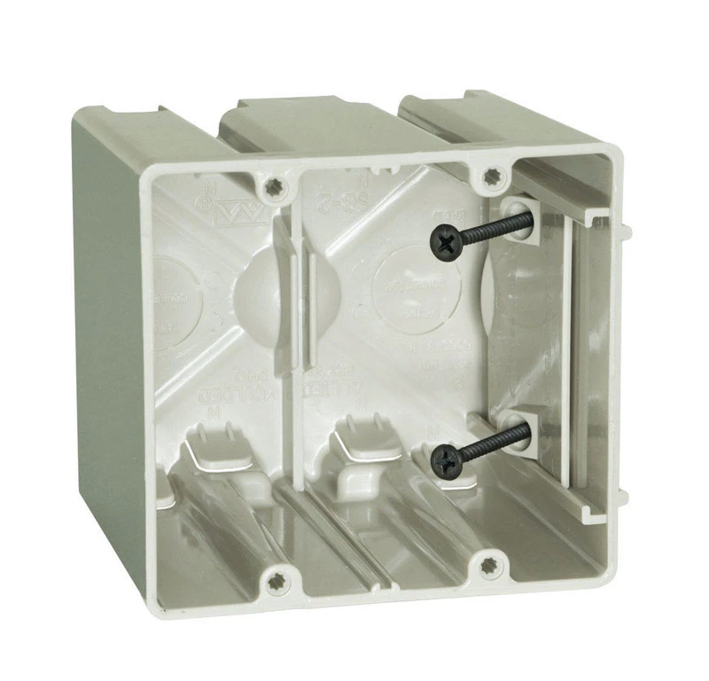 Sliderbox 42 Cu In Square Polycarbonate 2 Gang Outlet Box Beige