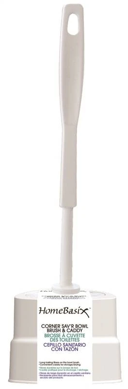 2202 Toilet Bowl Brush With Caddy - Corner Style, White Holder