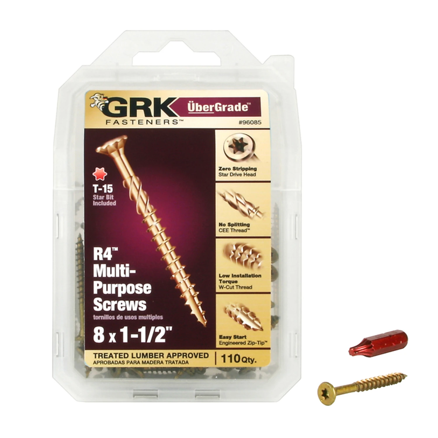 Ubergrade No. 8 X 1-1/2 In. L Star Flat Head Multi-purpose Screw 110 Pk