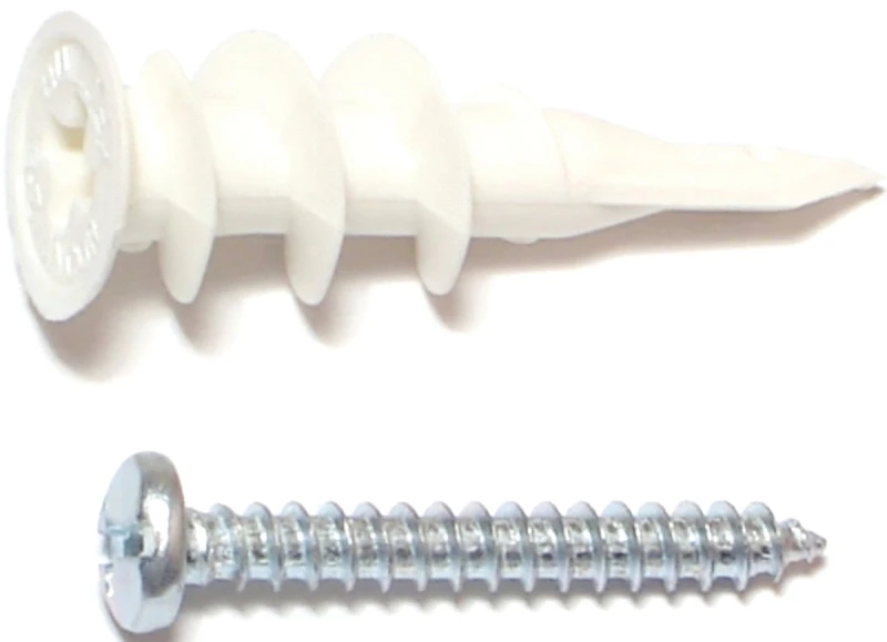 10421 Wall Anchor, #8 X 1-1/4 In, Plastic, 15 Pieces