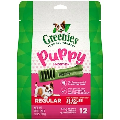 Greenies Puppy 6+ Months Petite Size Dental Treats, 12 oz., Count of 20, Small