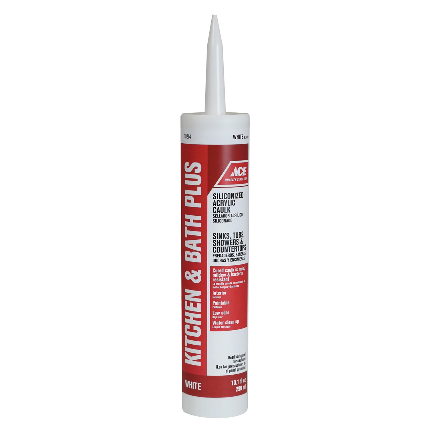 Ace White Siliconized Acrylic Kitchen and Bath Adhesive Caulk 10.1 oz.