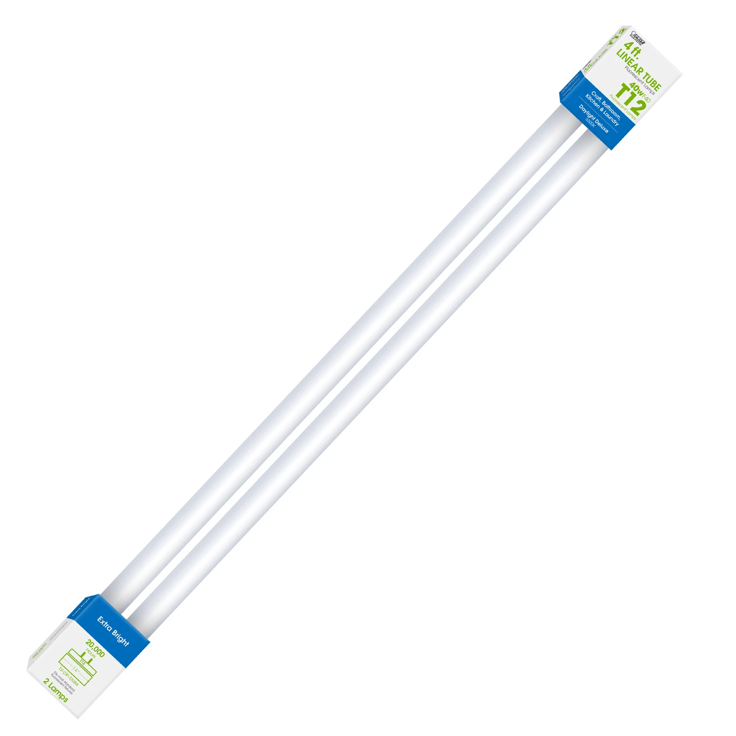 40w T12 48 In. Daylight Linear Fluorescent Bulb 6500k 2 Pk 2325 Lumens