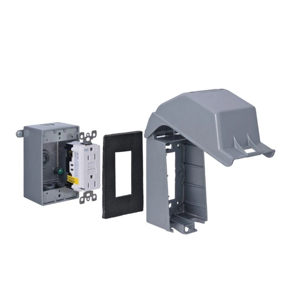 1-gang Metal Extra Duty Weatherproof Gfci Outlet Cover Kit - Gray S355e