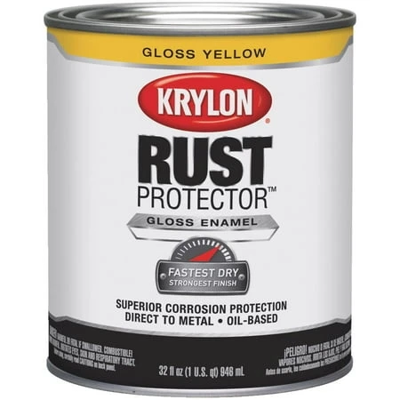 Rust Protector Brush On Rust Control Enamel, Gloss Yellow, 1 Quart