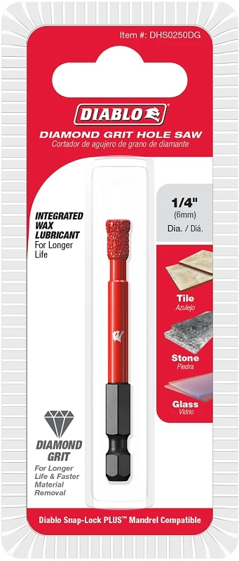 Diamond Grit Hole Saw, 1/4-In.