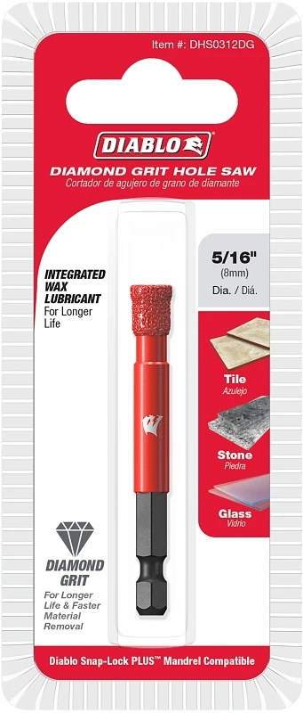Diamond Grit Hole Saw, 5/16-In.