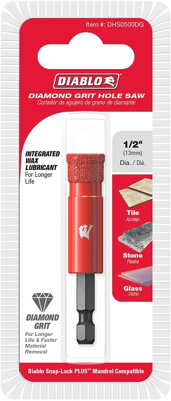 Diamond Grit Hole Saw, 1/2-In.
