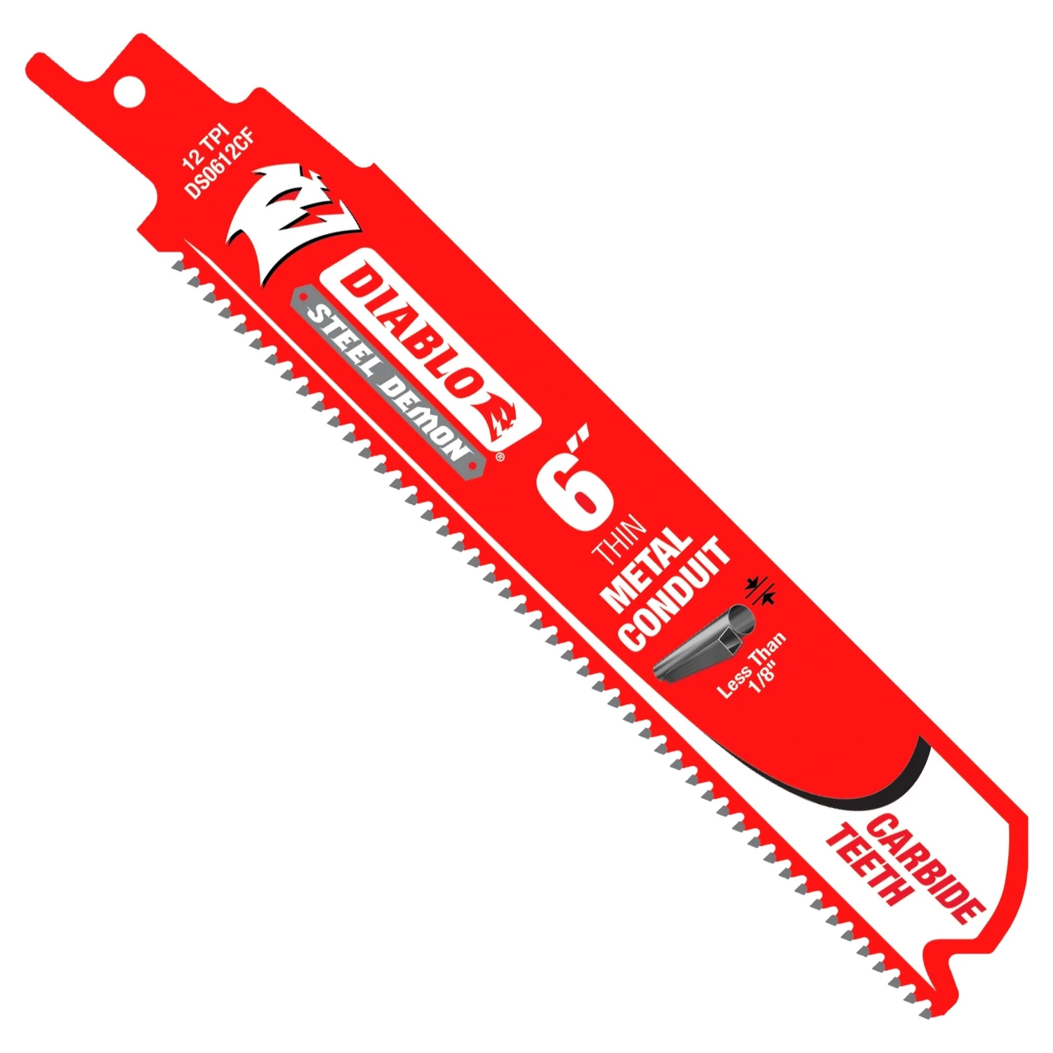 Diablo Steel Demon DS0612CF Reciprocating Saw Blade, 2 in W, 6 in L, 12 TPI, Carbide Cutting Edge