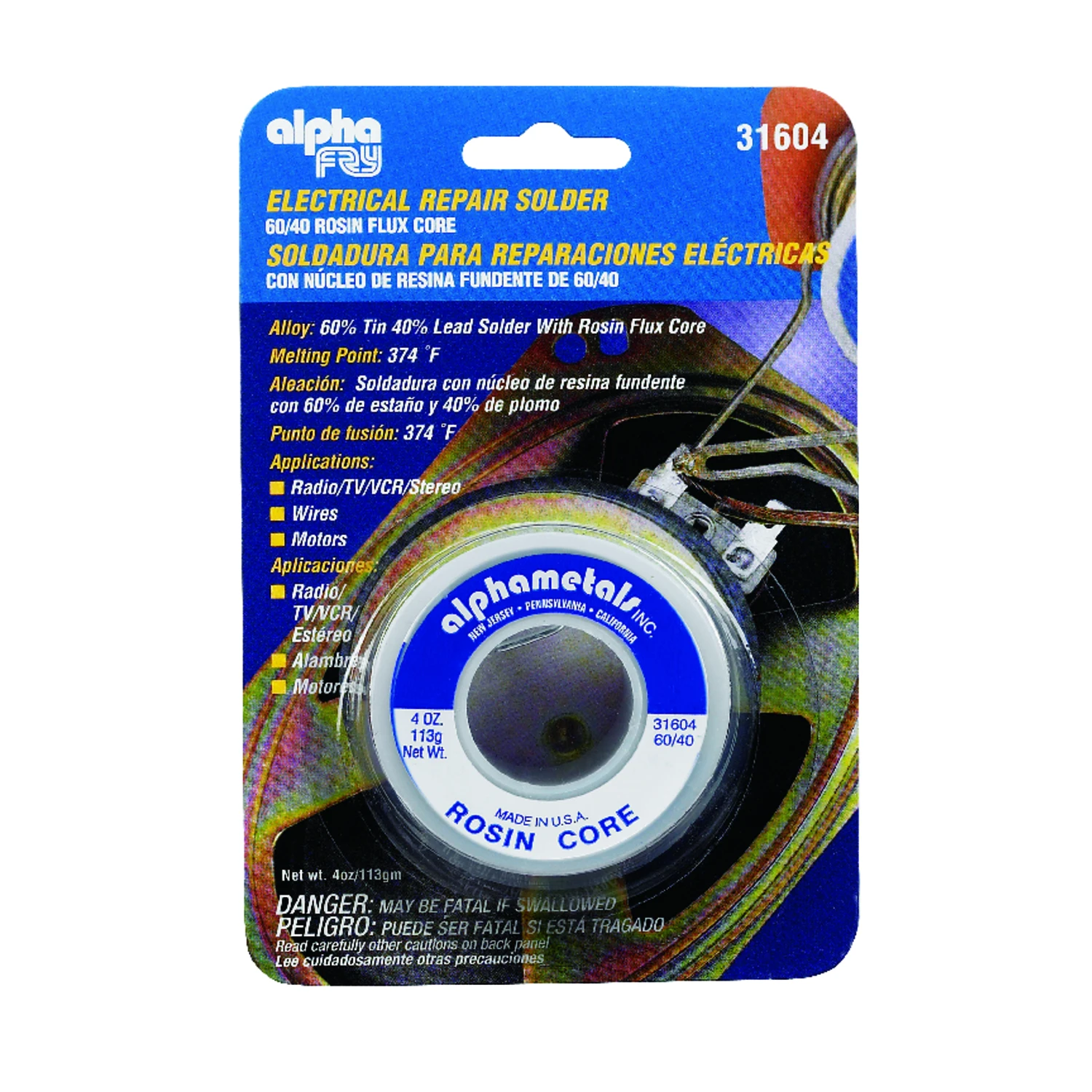 Leaded Electrical Solder, 3-oz., .062-Diameter