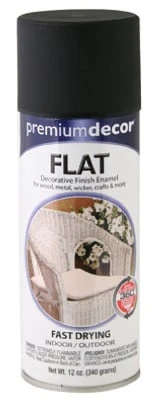 Premium Decor Spray Paint, Black Flat, 12 Ounce Enamel