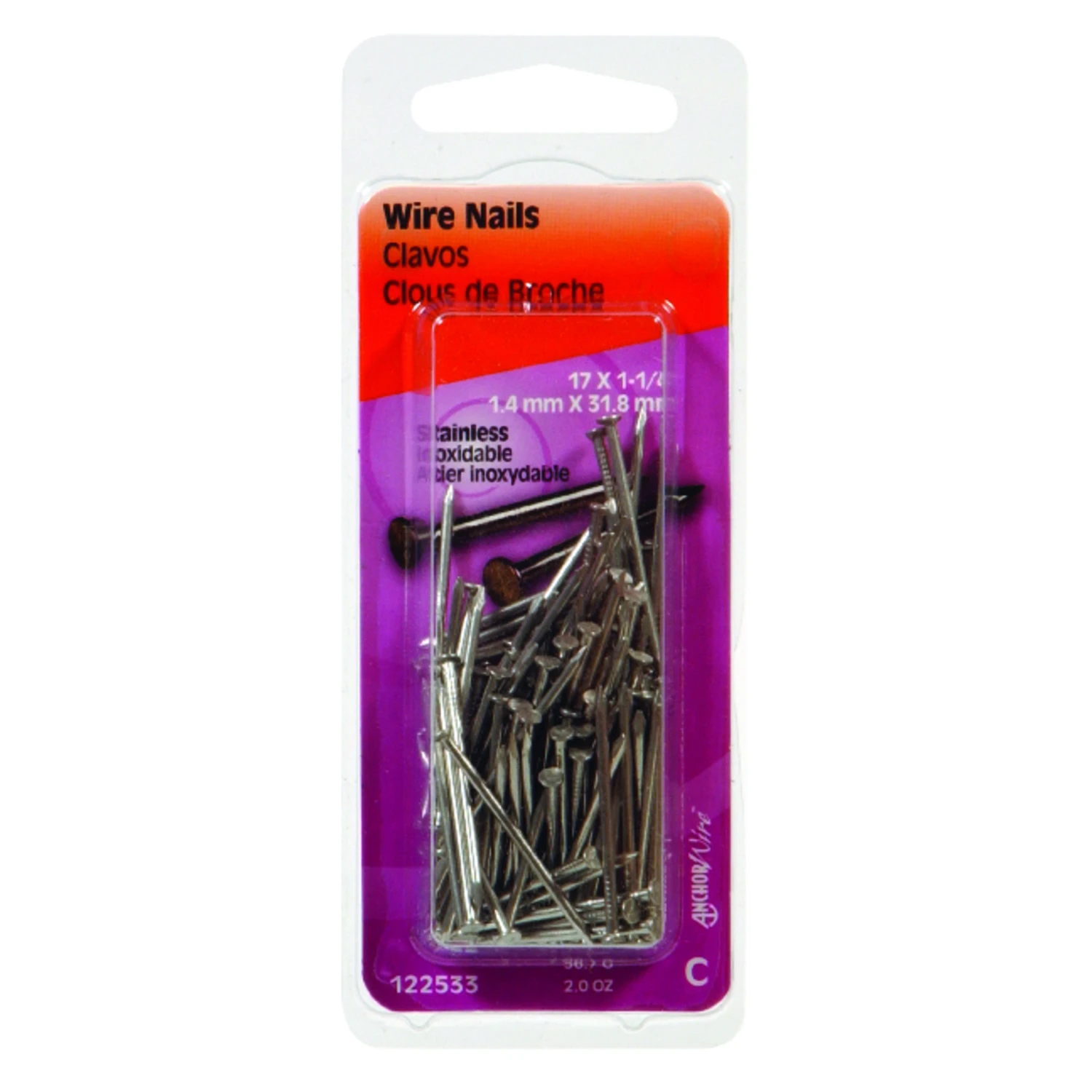 Stainless Steel Nails, 1-1/4-In. x 17 Gauge, 2 oz.