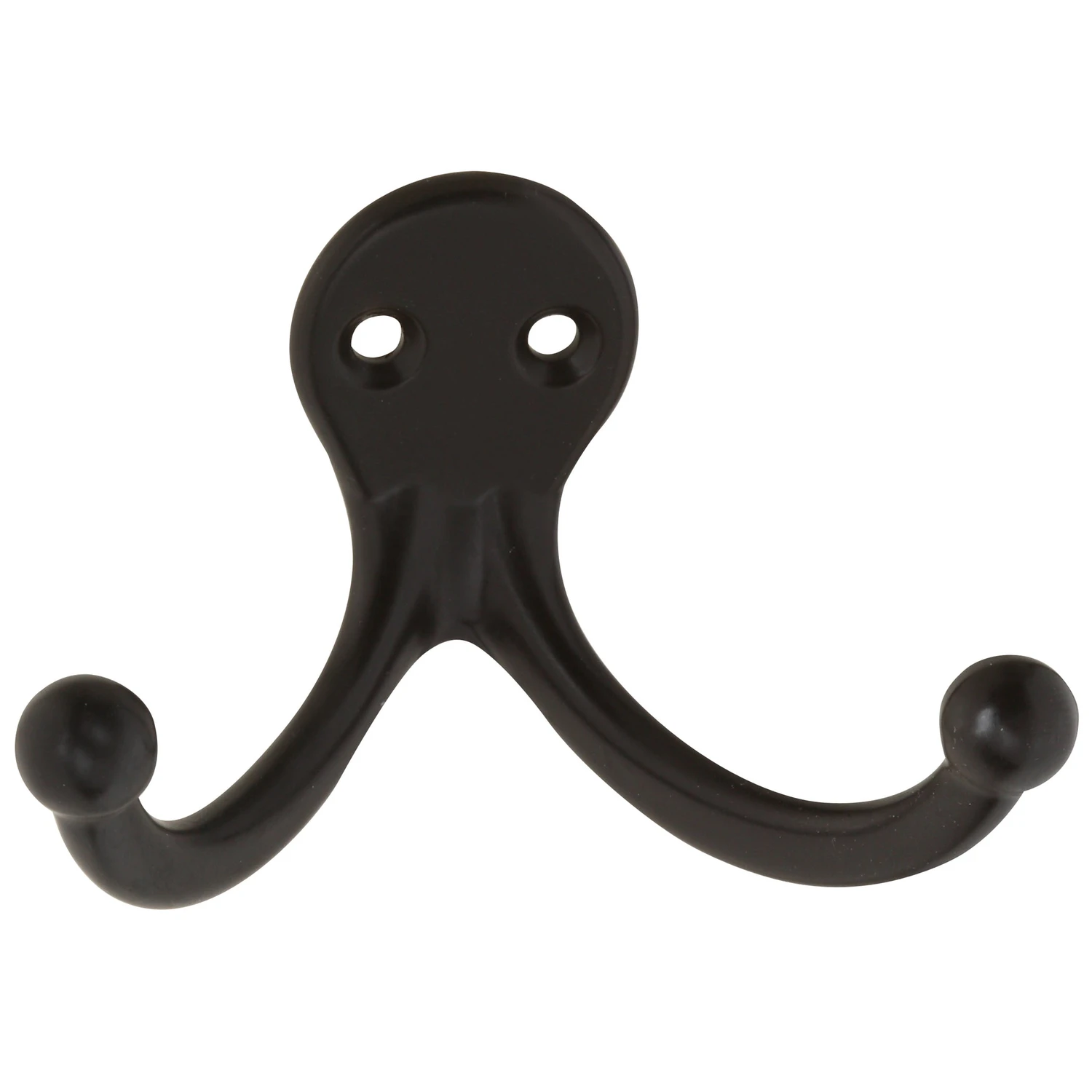 Wall Hook for Clothes, Double Prong, Oil-Rubbed Bronze Finish, 2-Pk.