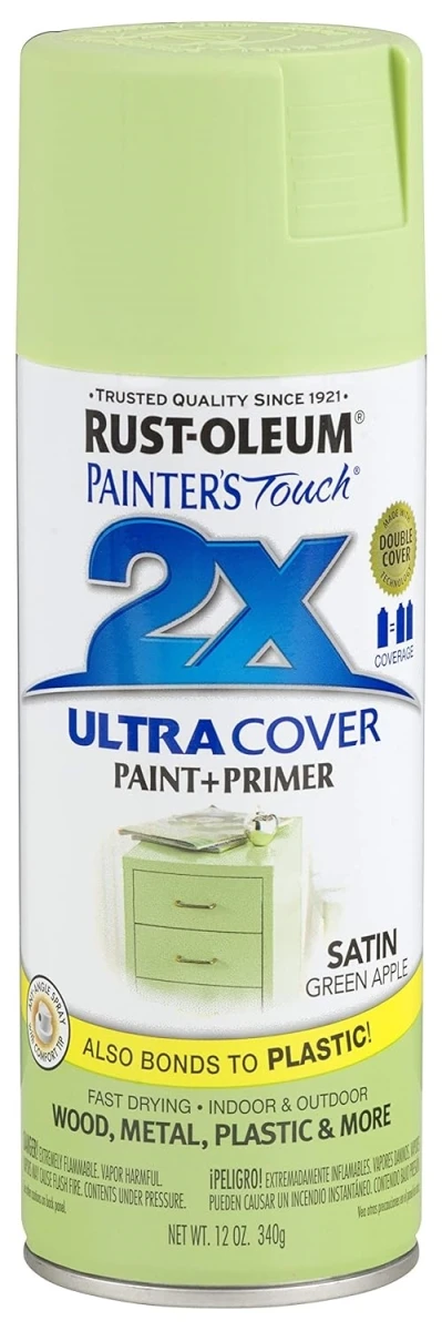 Painter's Touch 2X Spray Paint, Satin Green Apple, 12-oz.