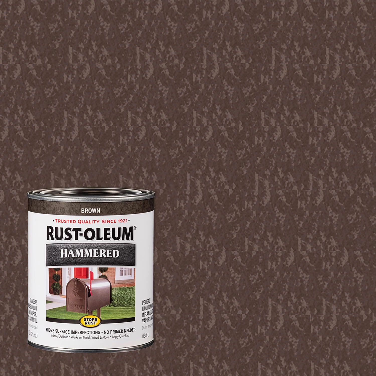 Hammered Rust Preventative Paint, Brown, Qt.