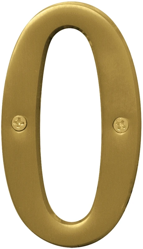 4 Inch Brushed Brass House Number 0 With Mounting Hardware