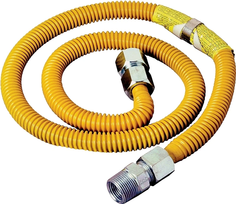 Gas Connector with Fitting, 3/4 x 3/4 Female/Male x 48-In.