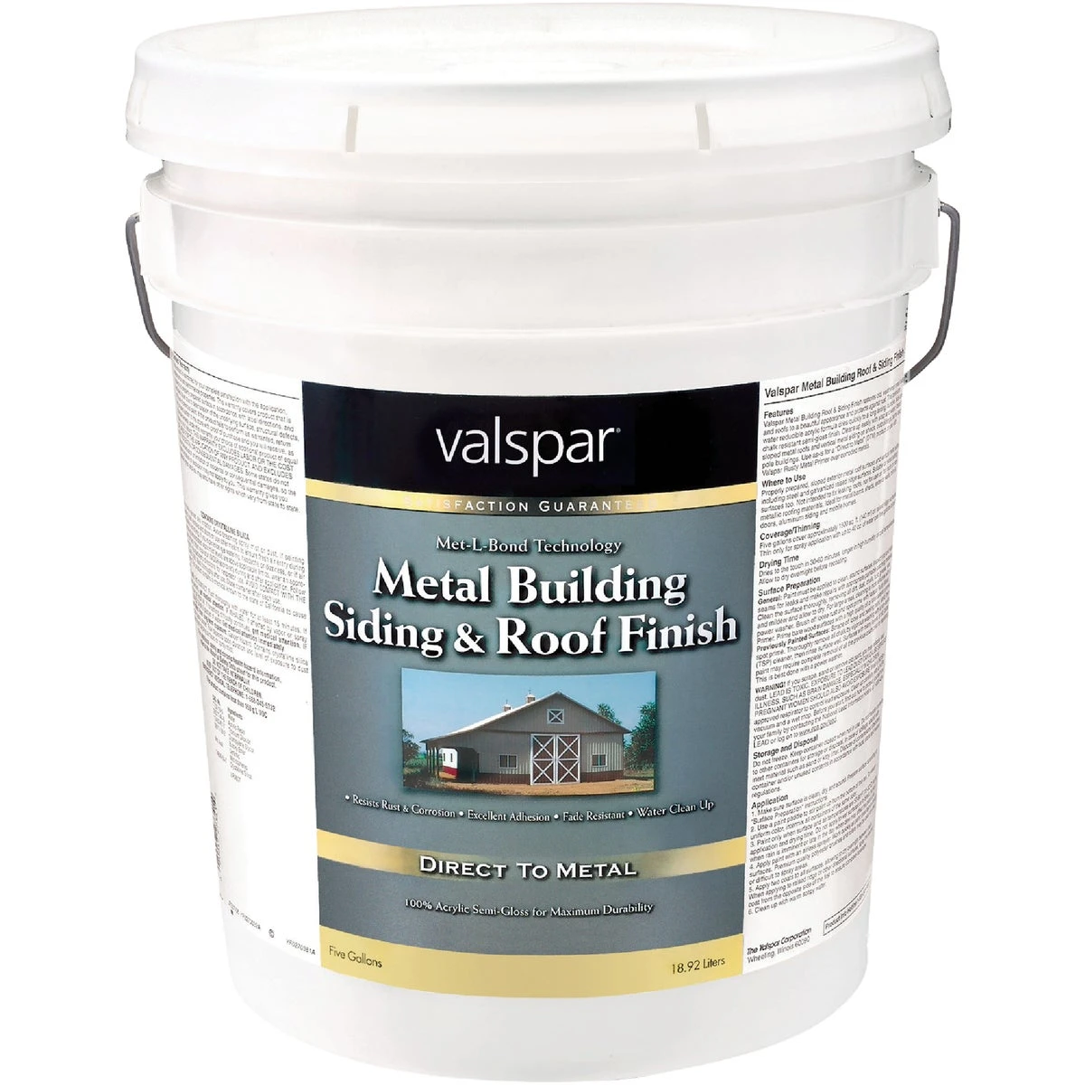 5 Gallon White Semi-gloss Direct To Metal Building Paint