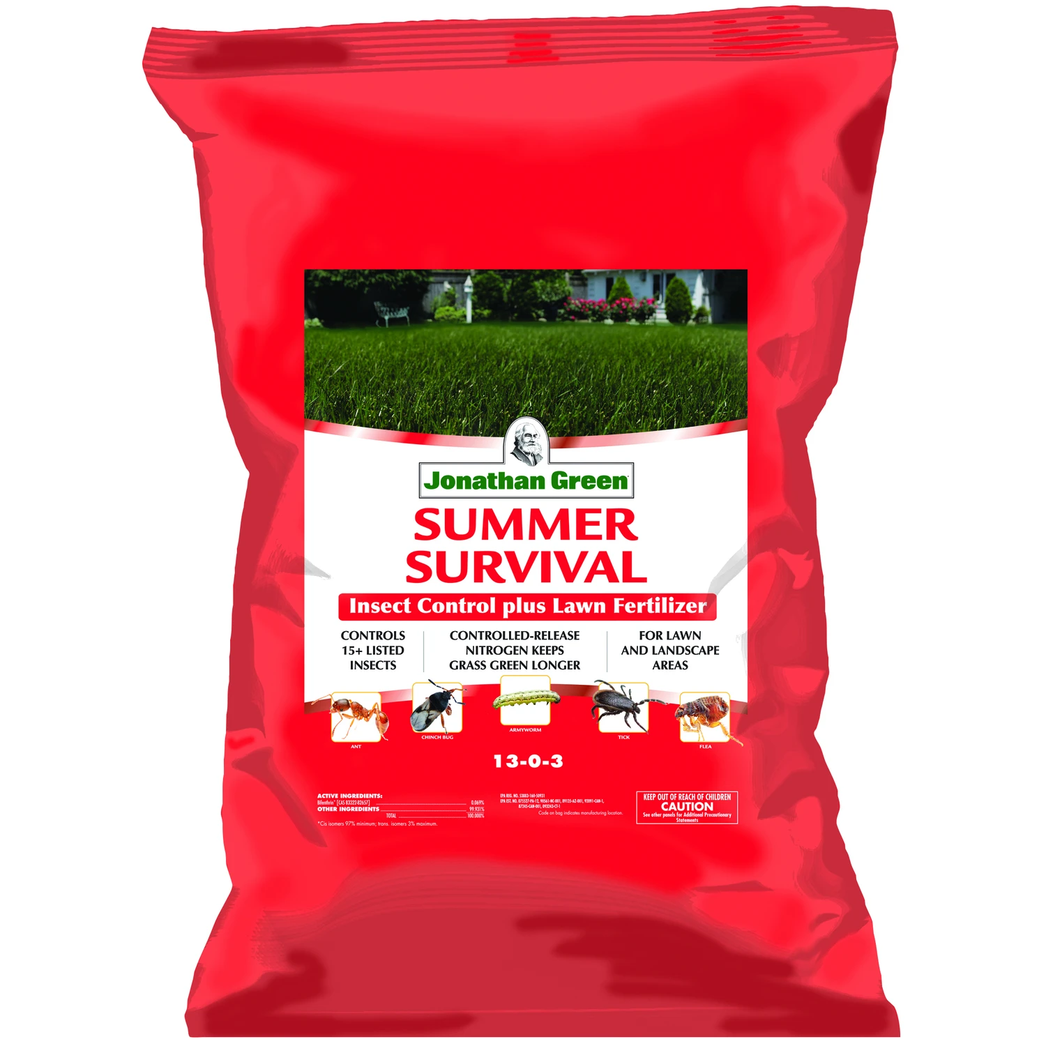 Summer Survival Insect Control Plus Lawn Fertilizer, 18-0-3, Covers 15,000-Sq. Ft.