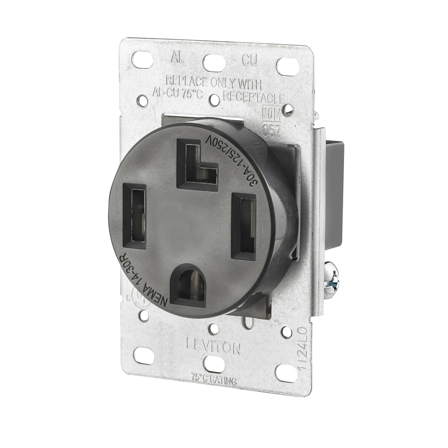 Leviton R10-00278-S00 Electrical Receptacle, Flush Mounting, 3-Pole, 125/250 V, 30 A, NEMA: NEMA 14-30R, Black Leviton R10-00278-S00 Electrical Receptacle, Flush Mounting, 3-Pole, 125/250 V, 30 A, NEMA: NEMA 14-30R, Black