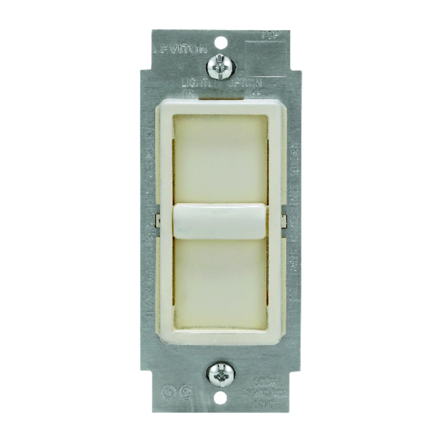 Leviton C28-06672-1LT Slide Dimmer, 120 A, 150 W, CFL, Halogen, Incandescent, LED Lamp, Light Almond