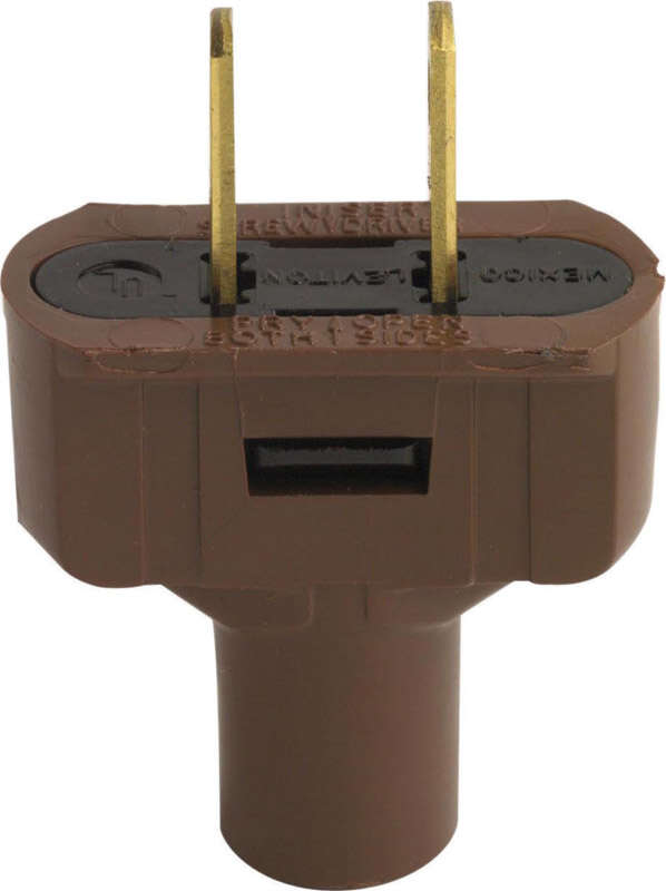 Leviton 48643 Vinyl Cord Plug, 15A 125V, 2-Pole 2-Wire, Brown