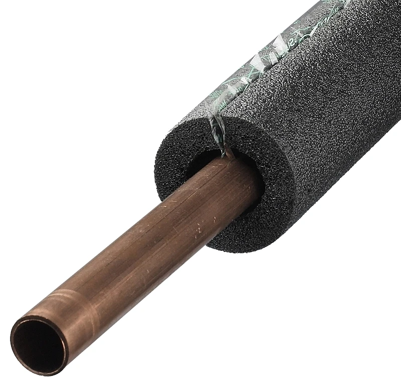 Tubular Pipe Insulation, Polyethylene Foam, Pre-Slit, For 1/2 or 1/4 In. Pipes, Gray, 6 Ft.