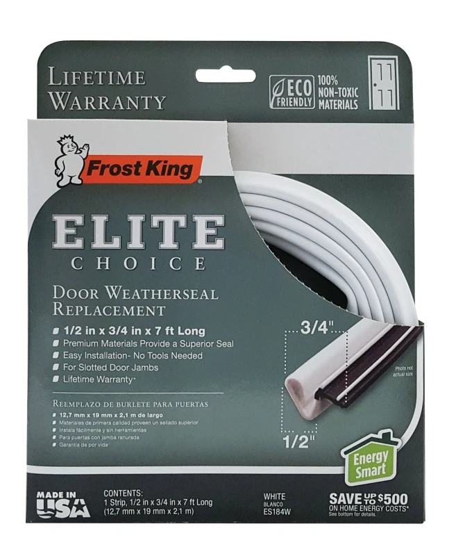 Elite Choice Door Weatherseal, White, 1/2 x 3/4 x 17 In.