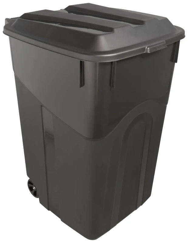 Wheeled Trash Cart, Black, 45 Gallons