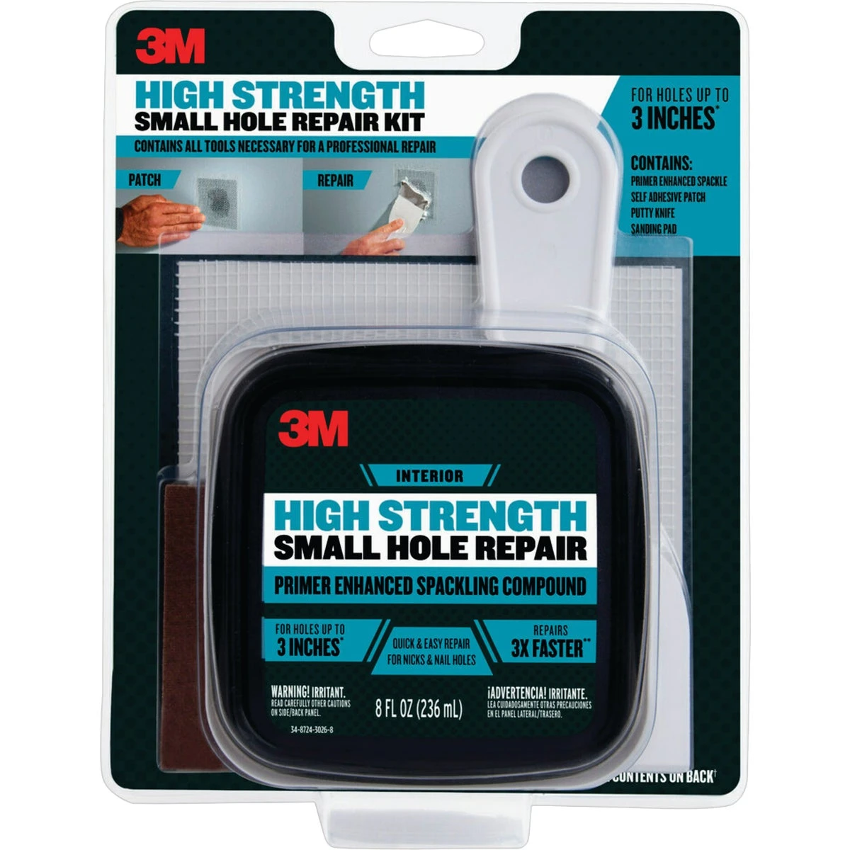 3M PPP-KIT Spackling Patch Plus Primer Kit, 8 oz Tub