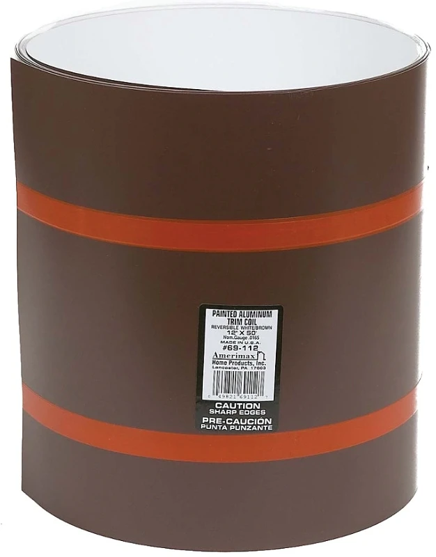 Trim Coil, White/Brown Painted Aluminum, 10 In. x 50 Ft.