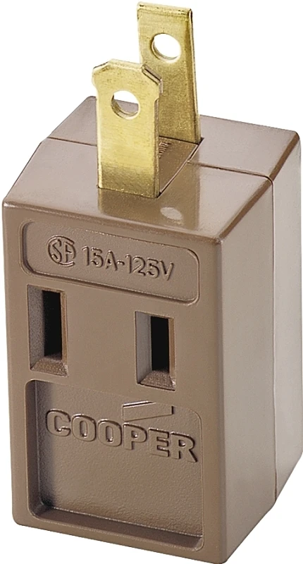 Cooper Bp4400b Brown 3-outlet Cube Tap Adapter, Non-grounded, Pack Of 5