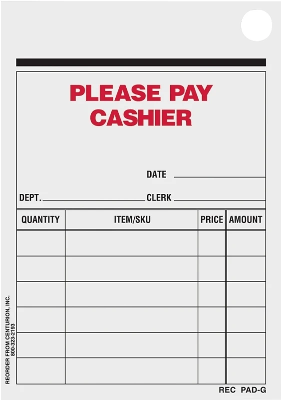 Rec Pad-g Multi-purpose Sales Slip Receipt Pad, 4-1/4 In L X 3 In W