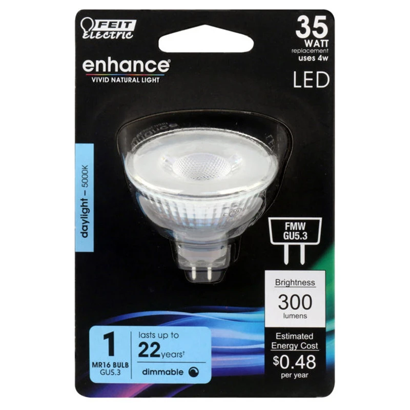 Enhance Mr16 Gu5.3 Led Bulb 35w Equivalent Daylight 5000k 300 Lumens 1 Pk