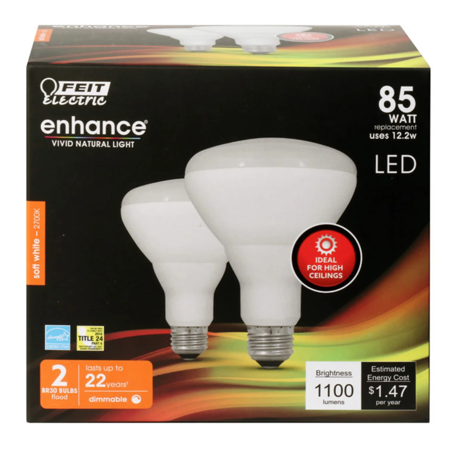Enhance Br30 E26 Led Bulb Soft White 85w Equivalent 2 Pk, 1100 Lumens