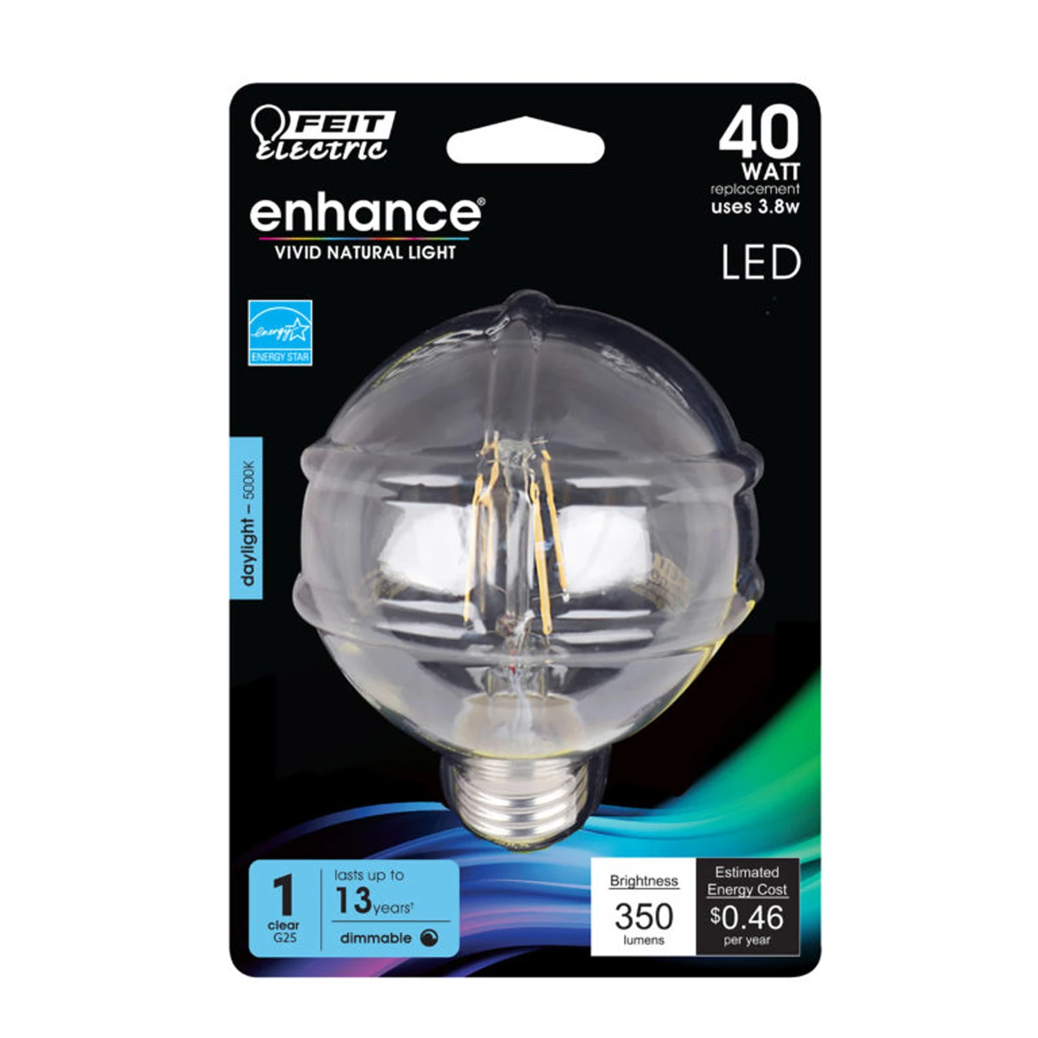 Enhance G25 E26 Filament Led Bulb Daylight 40w Equivalent 1 Pk, 350 Lumens