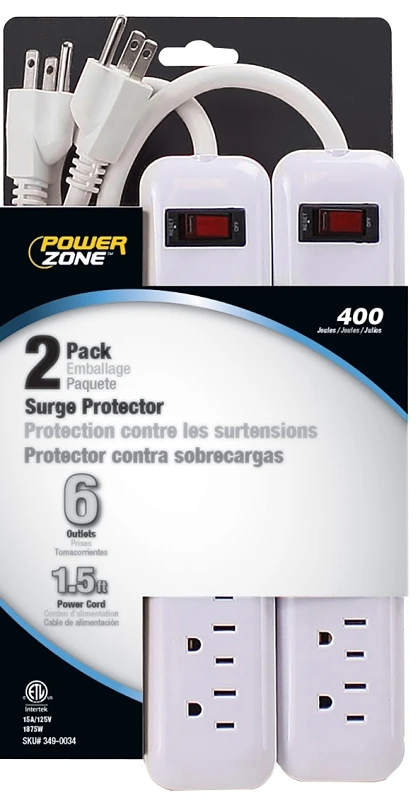 6-outlet 400 Joule Surge Protector With 1.5 Ft Cord - Model Or2013x2