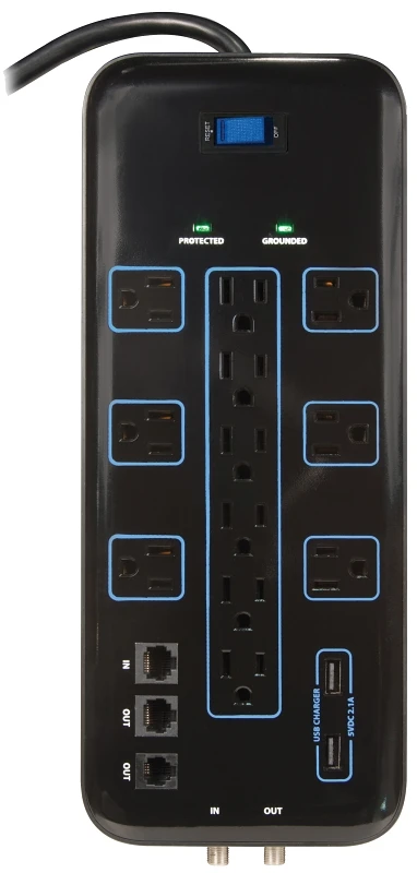 Or504142 12-outlet Surge Protector With 4200 Joules And Usb Charging, Black