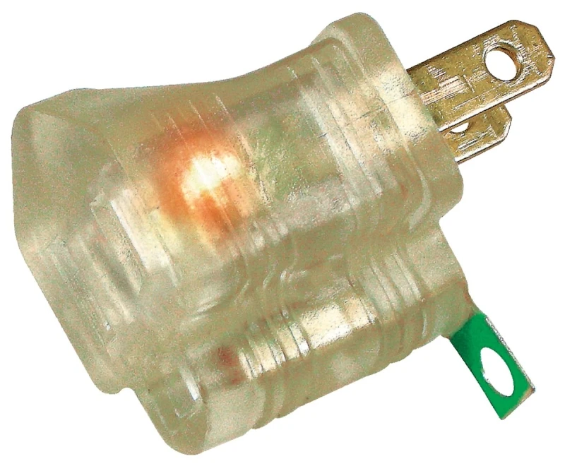 3-to-2 Ground Adapter With Light, Model Oradp320, 6-3/4 In H X 3.9 In W X 1.2 In D