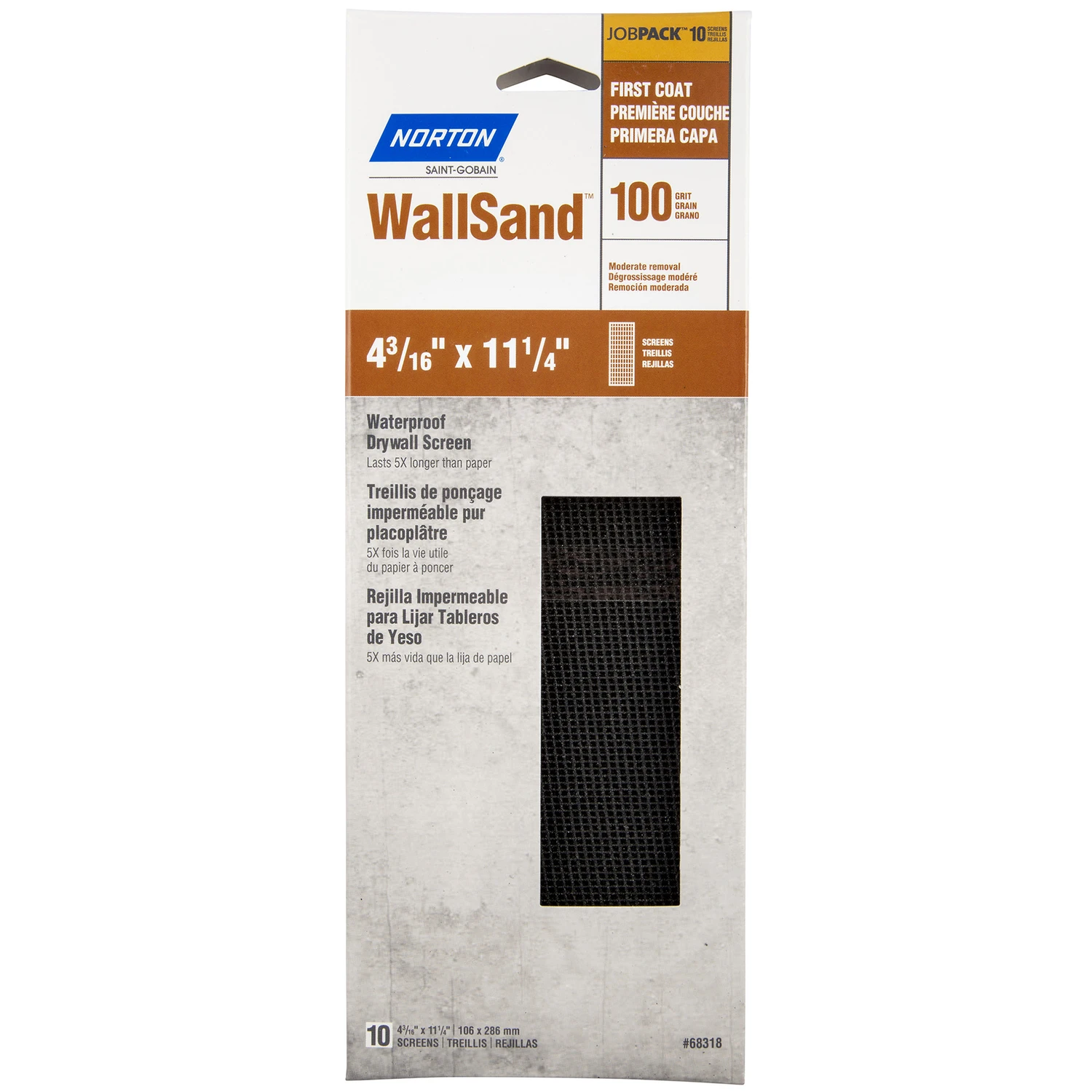 Wallsand 11-1/4 In. L X 4-3/16 In. W 100 Grit Silicon Carbide Waterproof Drywall Screen 10 Pk