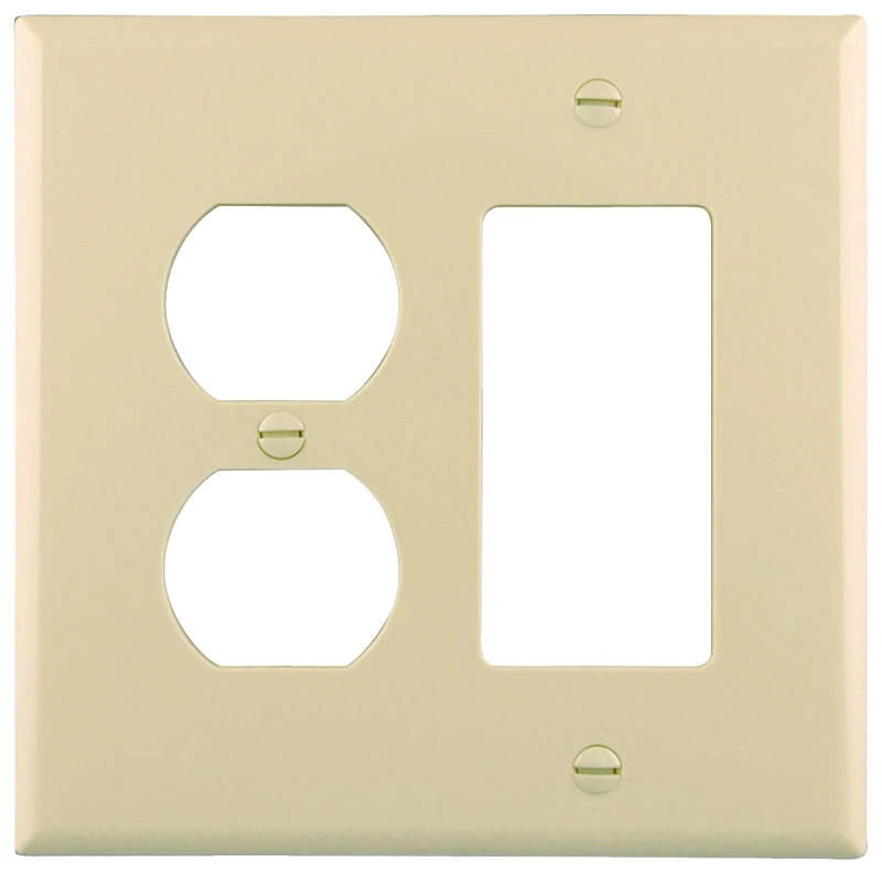 Duplex Receptacle & Decorator Wall Plate, Light Almond, 2 Gang