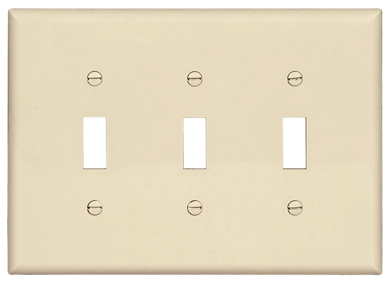 Pj3la 3-gang Toggle Wall Plate, Light Almond, Polycarbonate, 15 Pk