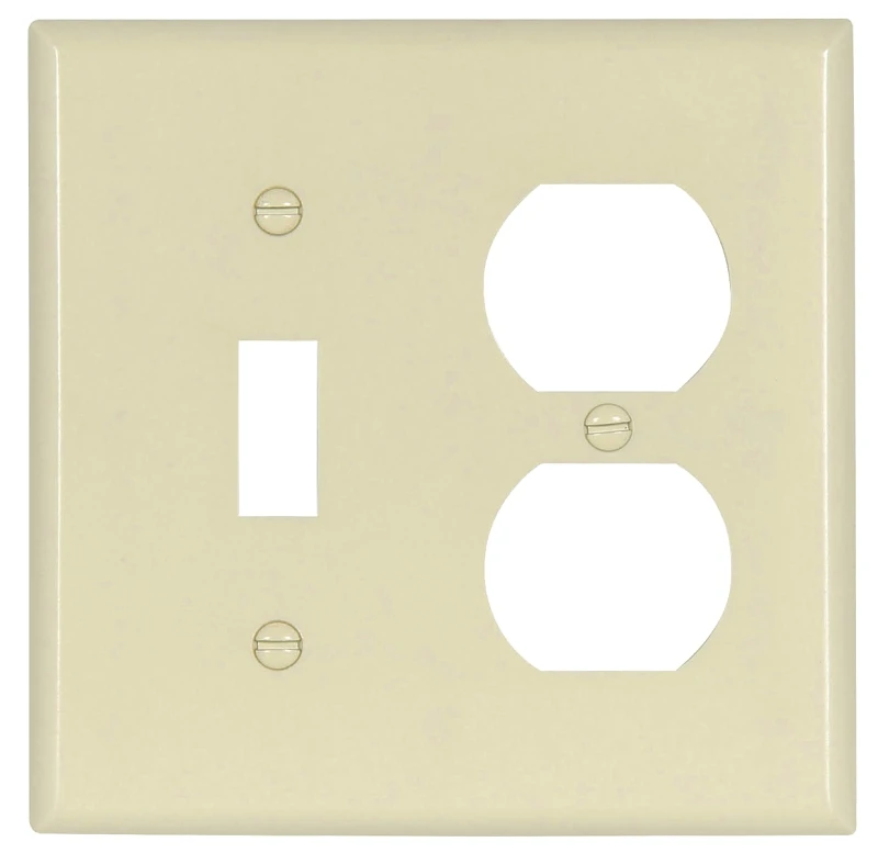 2138la-box 2-gang Wall Plate Combo, Thermoset, Light Almond, 10 Pk