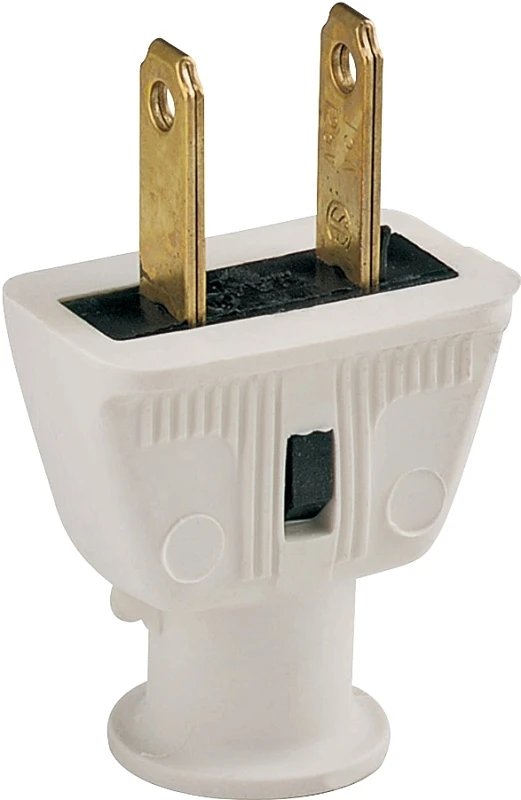 183w-box White Rubber Flat 2 Wire Plug, 15a, 125v, Nema 1-15, Pack Of 25