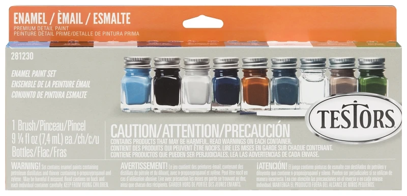 Military Assorted Solvent-based Enamel Paint Set 0.25 Oz, 10 Pc, Model 281230
