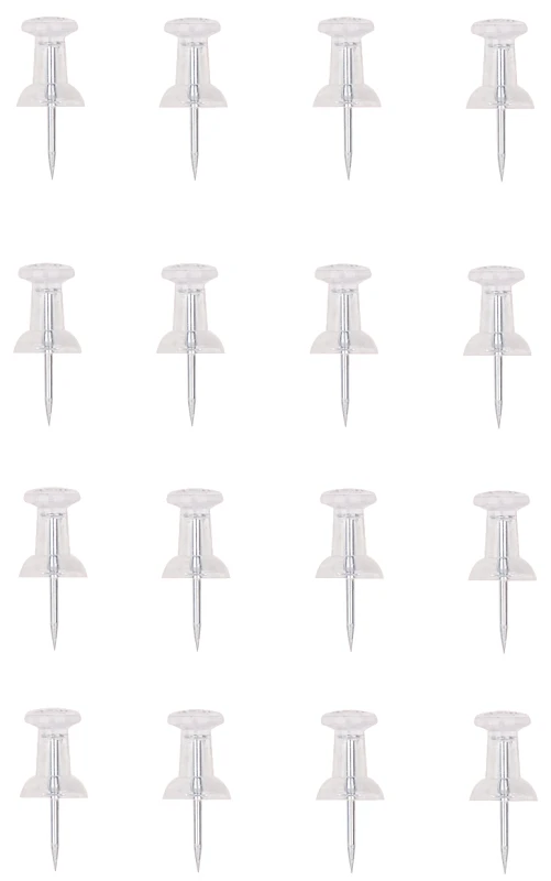 Clear Push Pins - 16 Piece Card For Maps, Charts, And Posters