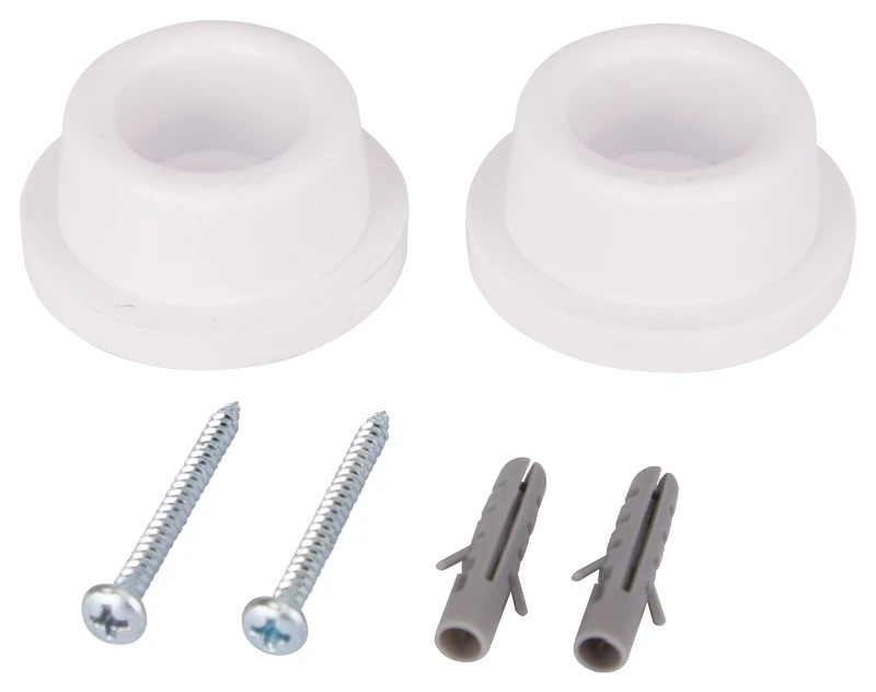 Wall Mount Door Stop, 1-3/4" X 3/4" X 5/8", White Rubber Bumper